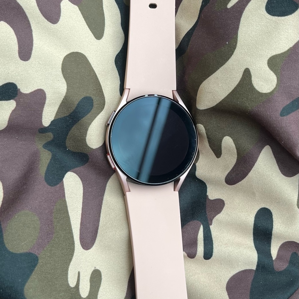 Samsung Tan Smartwatch with Circular Display and Modern Design